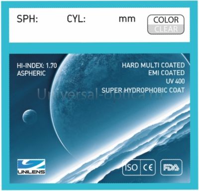 Линза пл. 1.70 AS HMC EMI UV Super UNILENS от Торгового дома Универсал || universal-optica.ru