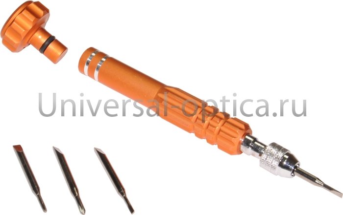 Отвертка для мастера-оптика  с насадками (4шт.) от Торгового дома Универсал || universal-optica.ru