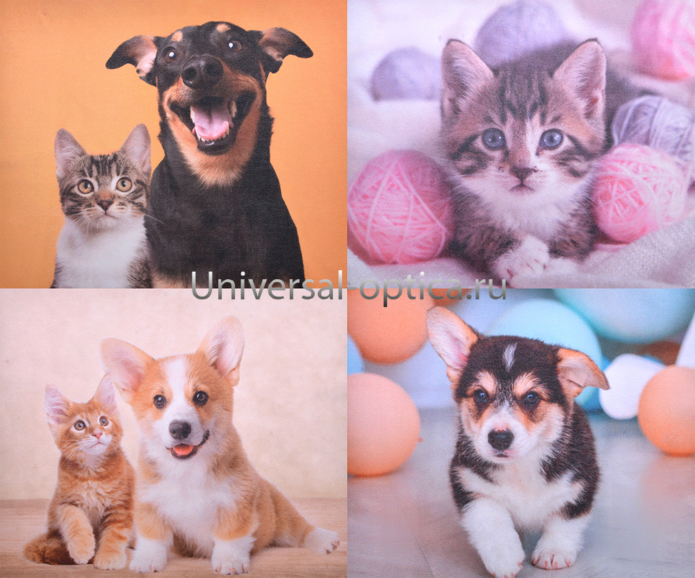 Салфетка из MF "УНИВЕРСАЛ" в индивидуальной упаковке (4шт.) Милые животные-2 (15*18см) от Торгового дома Универсал || universal-optica.ru