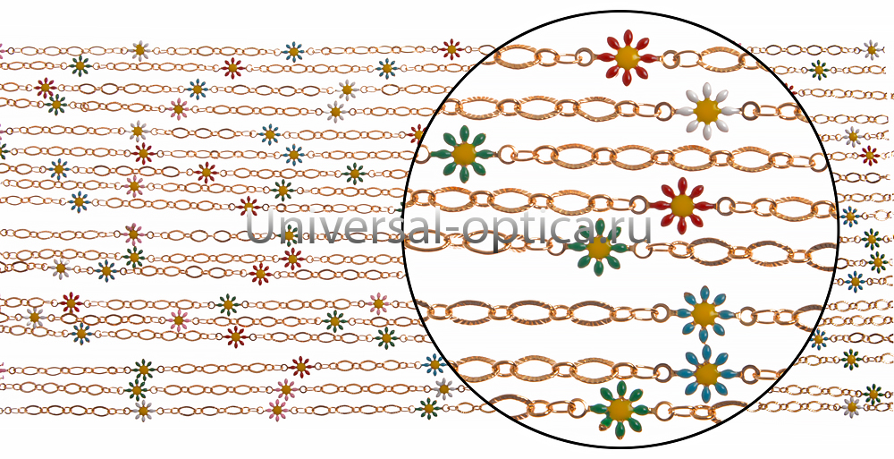 Цепочка металлическая в ассортименте (упаковка 10 шт) цветы от Торгового дома Универсал || universal-optica.ru