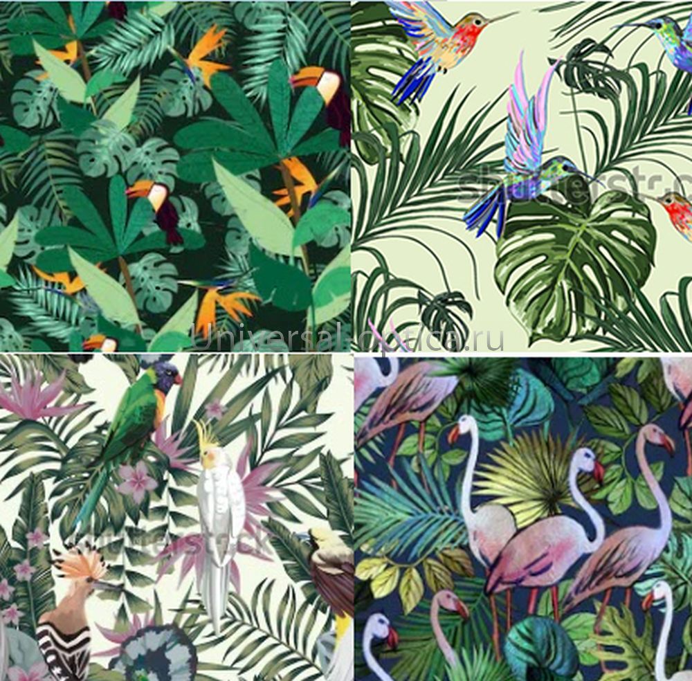 Салфетка из MF "УНИВЕРСАЛ" в индивидуальной упаковке (4шт.) Птицы в джунглях (15*18см) Китай от Торгового дома Универсал || universal-optica.ru