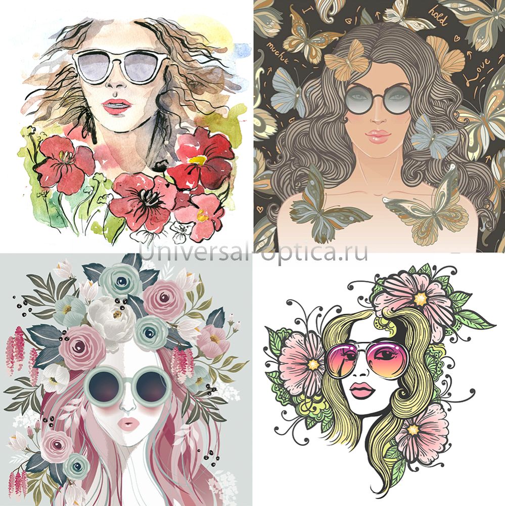 Салфетка из MF "УНИВЕРСАЛ" в индивидуальной упаковке (4шт.) Девушки в цветах (18*18см) Китай от Торгового дома Универсал || universal-optica.ru
