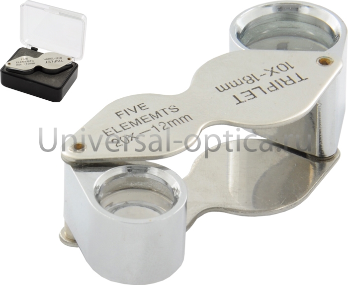 Лупа металлическая 11-12,18 (х8, х10) складная ювелирная (Jeweler's loupe-22181) от Торгового дома Универсал || universal-optica.ru