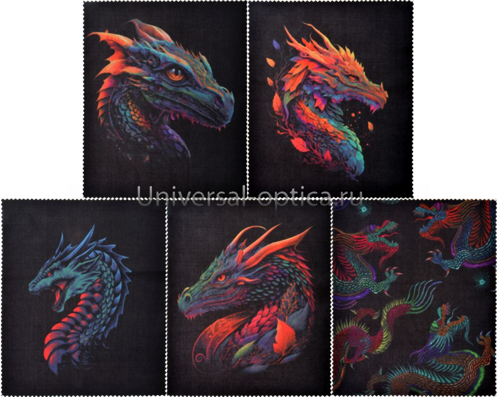 Салфетка из MF "УНИВЕРСАЛ" в индивидуальной упаковке (5шт.) Драконы-2 (15*18см) от Торгового дома Универсал || universal-optica.ru