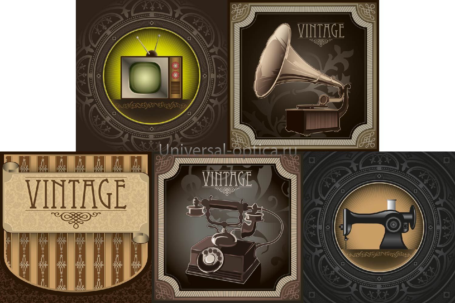 Салфетка из MF "УНИВЕРСАЛ" в индивидуальной упаковке (5шт.) Винтаж (15*18см)  от Торгового дома Универсал || universal-optica.ru